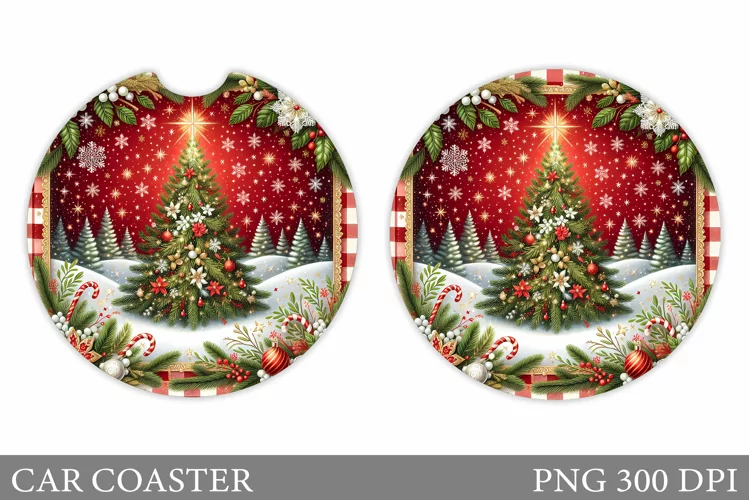 Christmas Tree Car Coaster. Christmas Coaster Sublimation