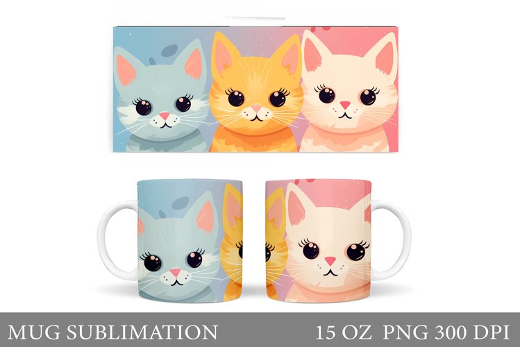 Cute Cat Mug Design. Cute Cat Sublimation