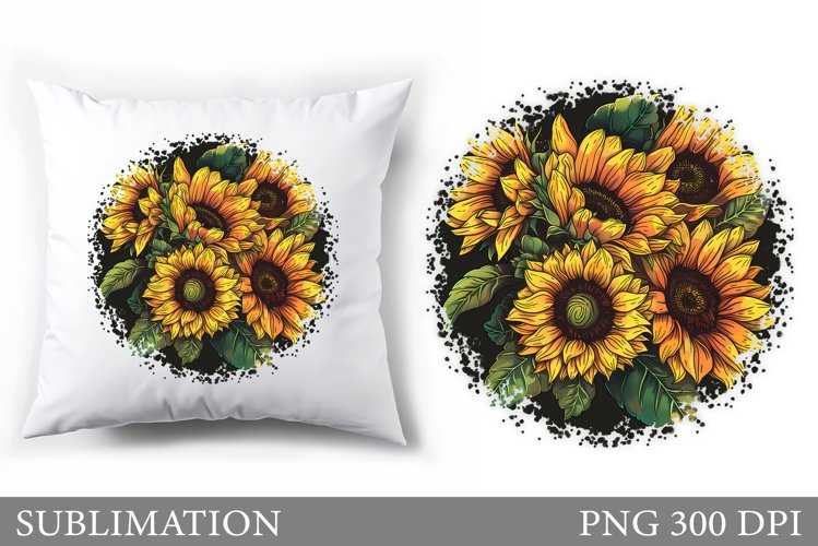 Sunflowers Pillow Sublimation. Flowers Sublimation example image 1