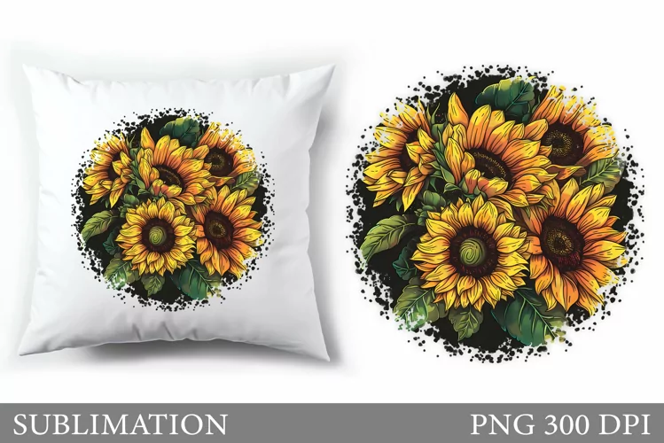 Sunflowers Pillow Sublimation. Flowers Sublimation