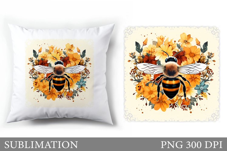 Bee Pillow Sublimation. Flowers Pillow Sublimation
