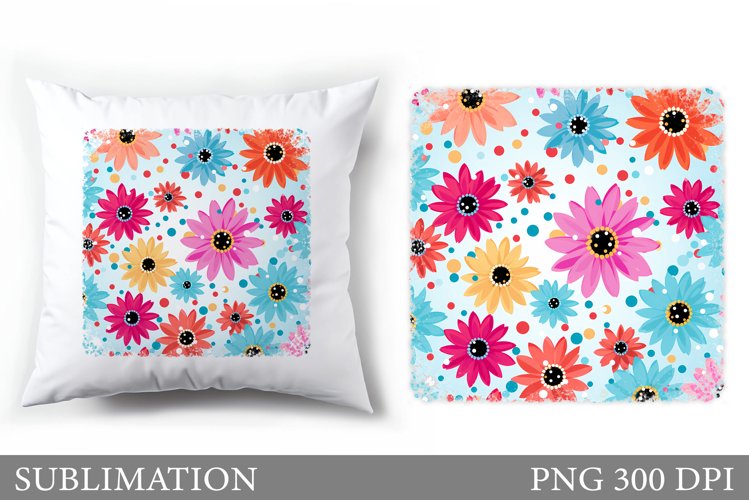 Daisy Flowers Sublimation. Flowers Pillow Sublimation example image 1