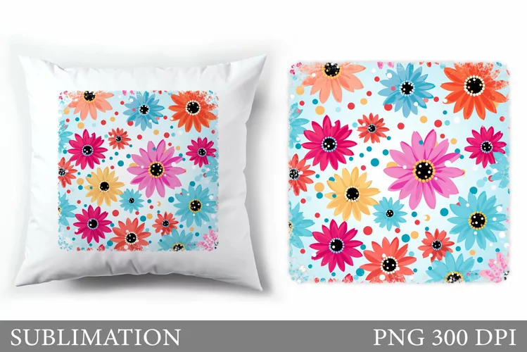 Daisy Flowers Sublimation. Flowers Pillow Sublimation