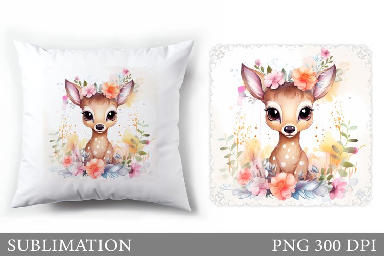 Cute Deer Pillow Sublimation. Cute Deer Sublimation example image 1