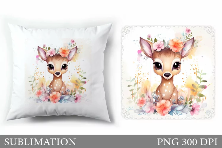 Cute Deer Pillow Sublimation. Cute Deer Sublimation