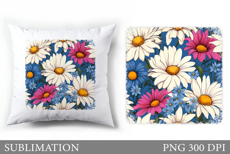 Daisy Flowers Sublimation. Flowers Pillow Sublimation example image 1