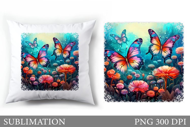 Butterflies Pillow Sublimation. Butterflies Sublimation example image 1