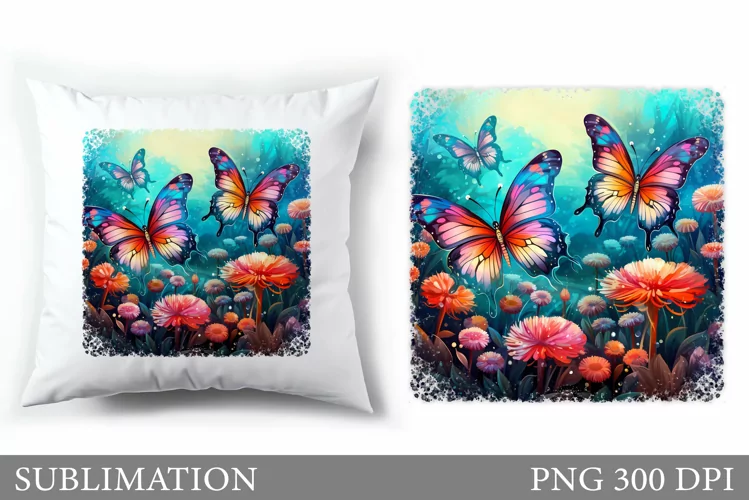 Butterflies Pillow Sublimation. Butterflies Sublimation