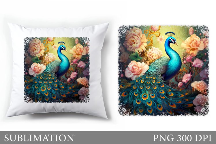 Peacock Pillow Design. Peacock Sublimation example image 1