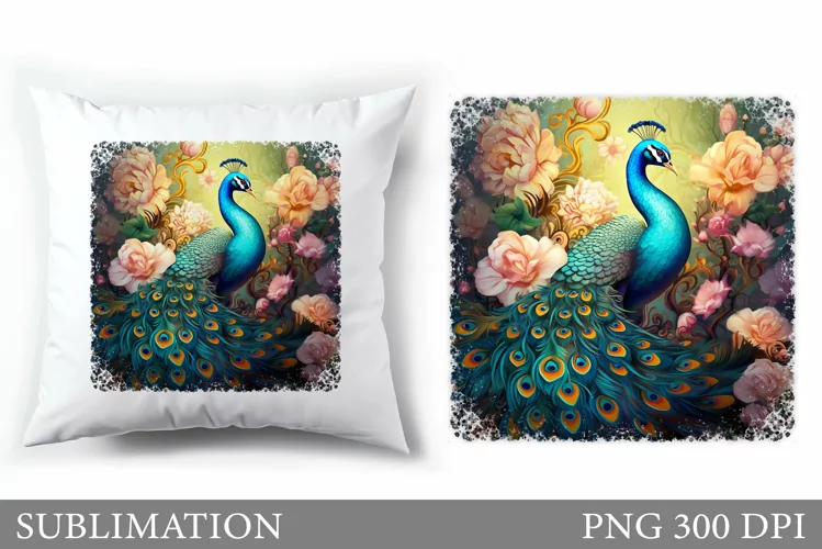 Peacock Pillow Design. Peacock Sublimation