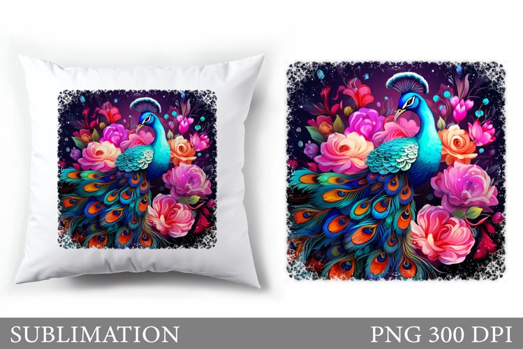 Peacock Pillow Sublimation. Peacock Sublimation example image 1