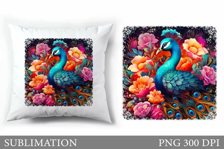 Peacock Sublimation. Peacock Pillow Design