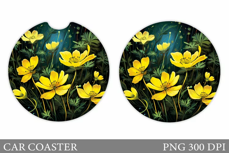 Flowers Car Coaster Design. Flowers Car Coaster Sublimation