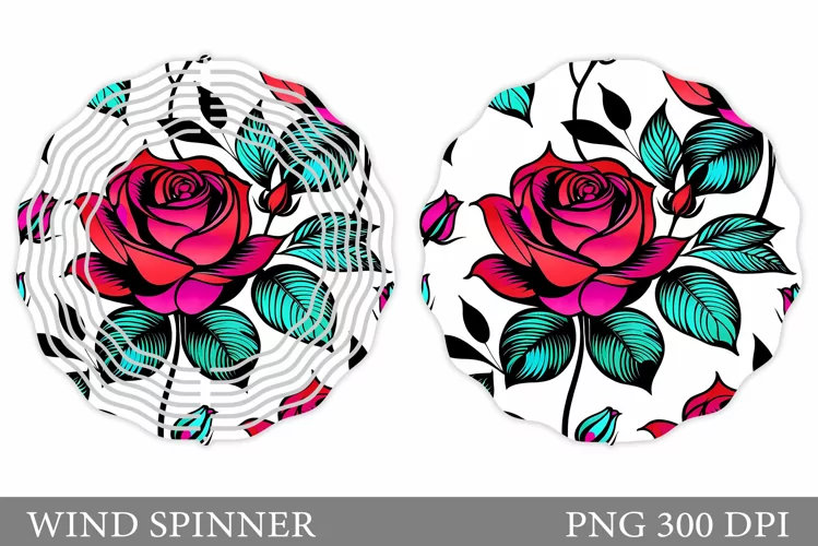Roses Wind Spinner Design. Flowers Wind Spinner Sublimation