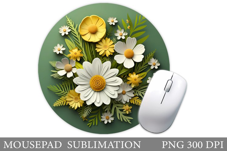 Flowers Mouse Pad Design. Flowers Round Mouse Pad Template example image 1