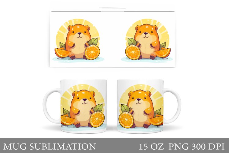 Capybara Mug Design. Cute Capybara Mug Sublimation example image 1