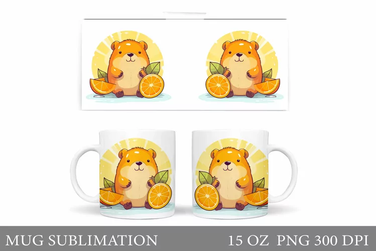 Capybara Mug Design. Cute Capybara Mug Sublimation