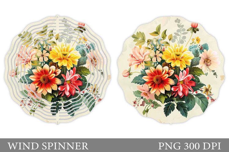 Flowers Wind Spinner Design. Flowers Wind Spinner Template example image 1