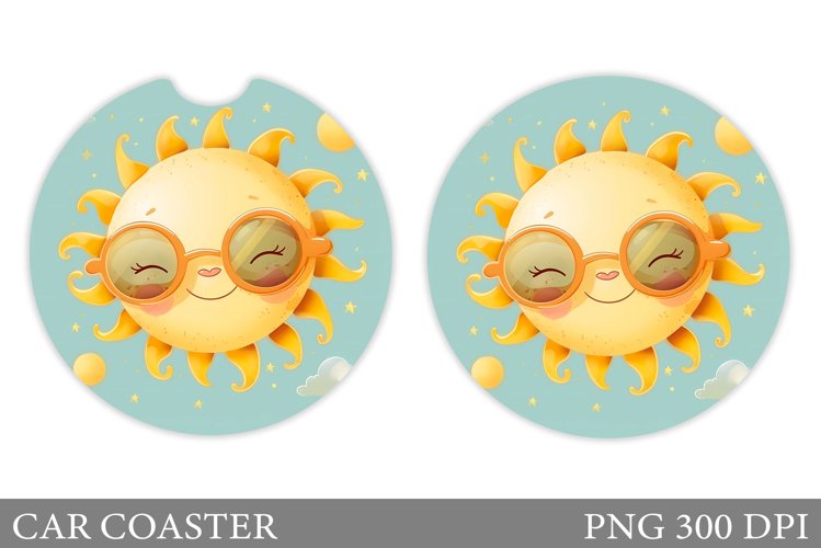 Positive Sun Car Coaster. Cute Sun Coaster Design example image 1