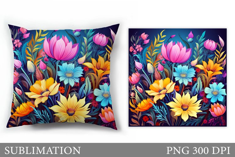 Flowers Sublimation. Flowers Pillow Sublimation example image 1