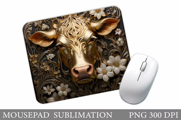 Cow Mouse Pad Design. Cute Cow Sublimation