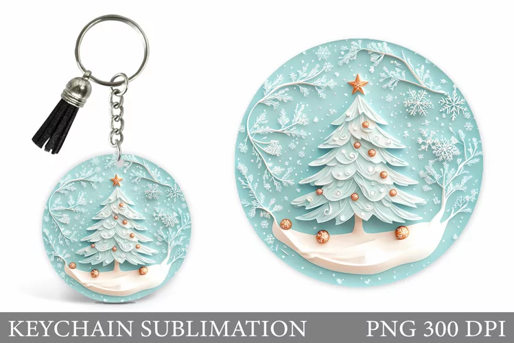 Christmas Tree Keychain. Christmas Keychain Sublimation