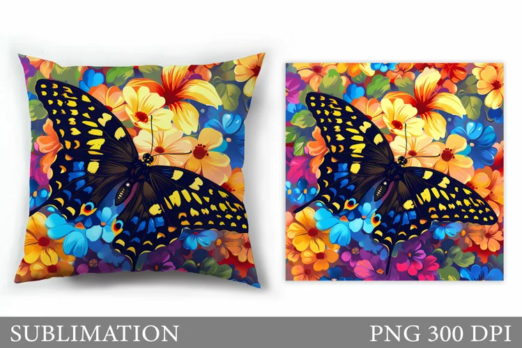 Butterfly Flowers Sublimation. Butterfly Pillow Sublimation