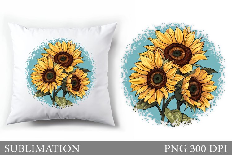 Sunflowers Pillow Sublimation. Sunflowers Sublimation example image 1