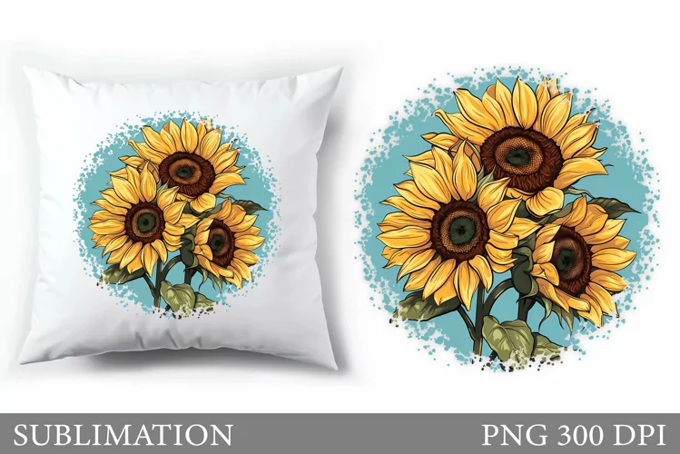 Sunflowers Pillow Sublimation. Sunflowers Sublimation