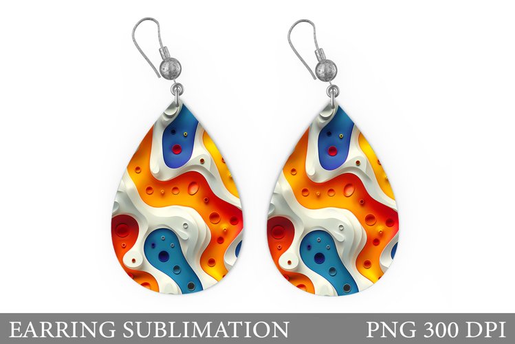 Abstract Teardrop Earring. Abstract Earring Sublimation example image 1