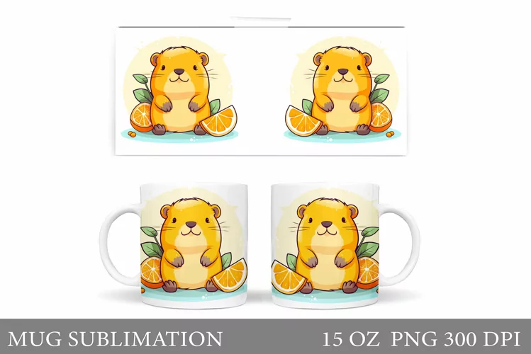 Cute Capybara Mug Sublimation. Capybara Mug Design