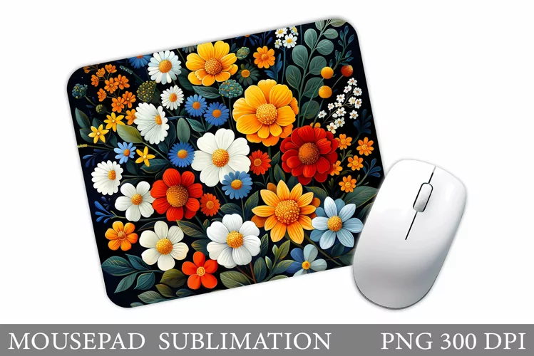 Flowers Mouse Pad Sublimation. Floral Mouse Pad Design
