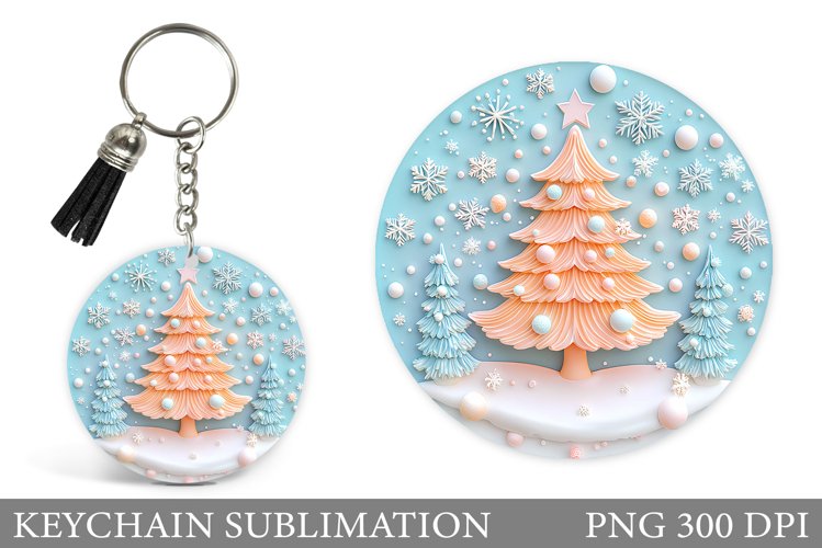 Christmas Tree Keychain. Christmas Keychain Sublimation example image 1