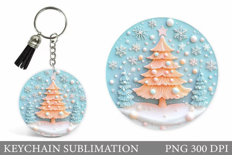 Christmas Tree Keychain. Christmas Keychain Sublimation