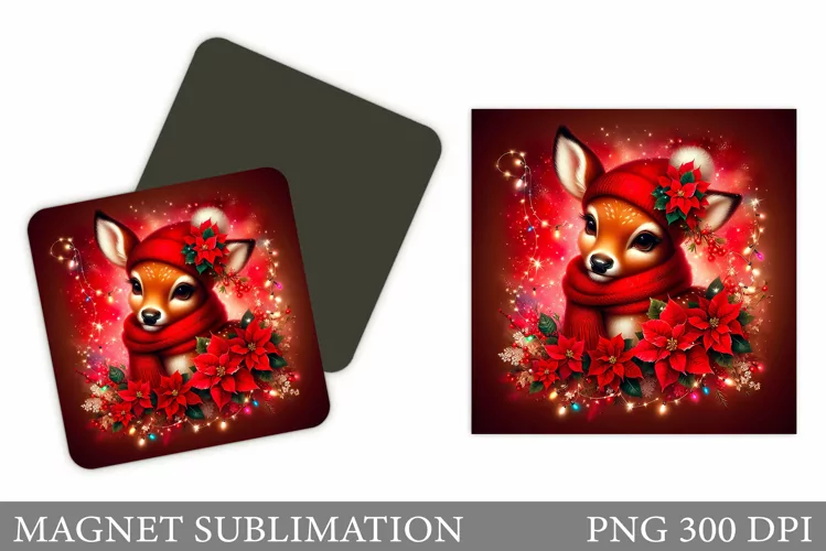 Christmas Deer Magnet Design. Christmas Magnet Sublimation