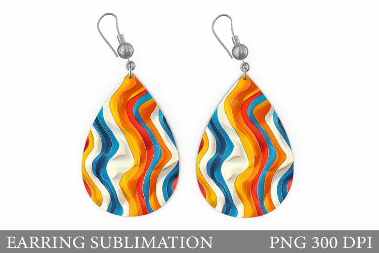 Abstract Earring Sublimation. Teardrop Abstract Earring