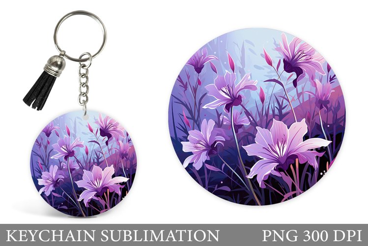 Flowers Keychain Sublimation. Flowers Keychain Design example image 1