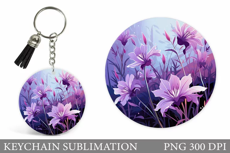 Flowers Keychain Sublimation. Flowers Keychain Design