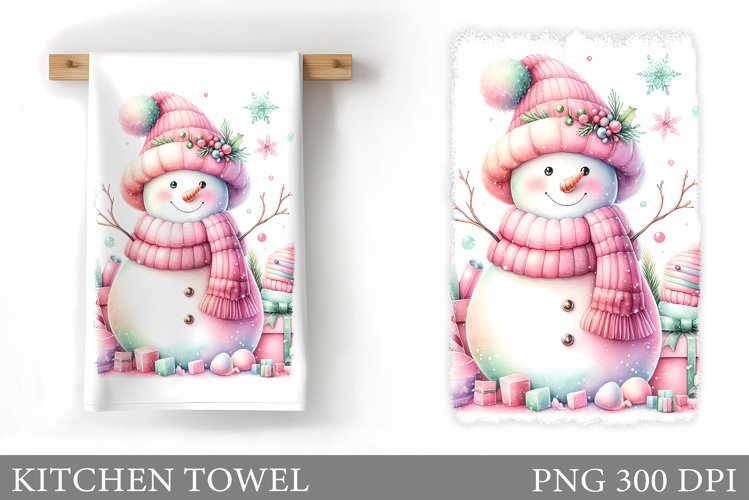 Snowman Kitchen Towel Design. Christmas Kitchen Towel
