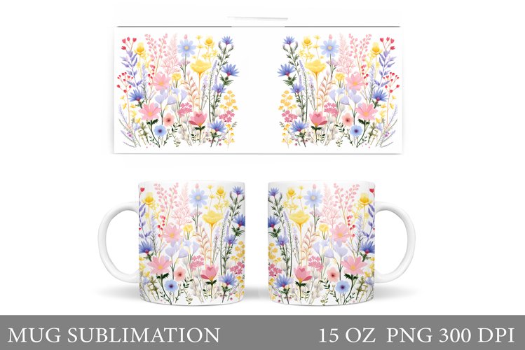 Flowers Mug Wrap Design. Wildflowers Mug (4129675)