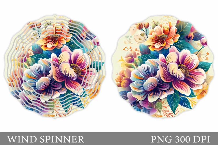 Flowers Wind Spinner Design. Floral Wind Spinner Sublimation