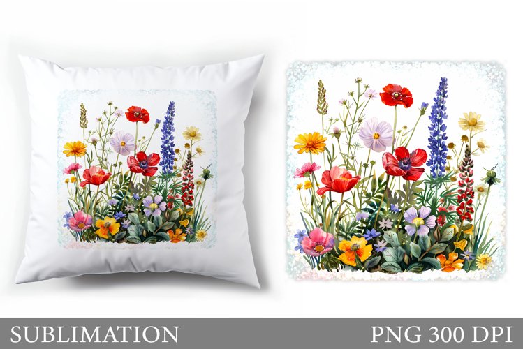 Flowers Sublimation. Wildflowers Pillow Sublimation example image 1