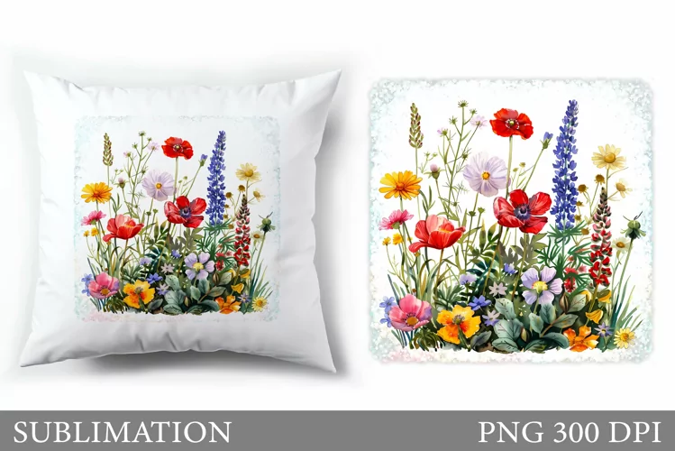 Flowers Sublimation. Wildflowers Pillow Sublimation