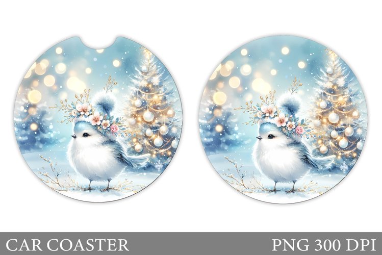 Christmas Bird Car Coaster. Christmas Car Coaster Design example image 1