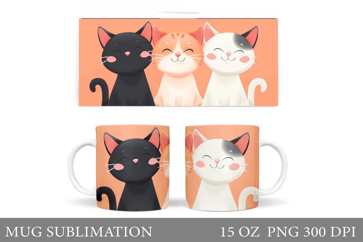 Cute Cat Mug Design. Cat Mug Sublimation example image 1