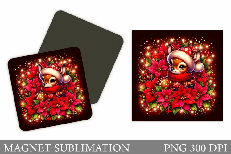 Christmas Deer Magnet Design. Christmas Magnet Sublimation