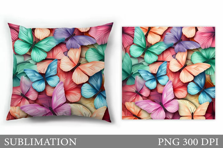 Colorful Butterflies Pillow. Butterfly Sublimation