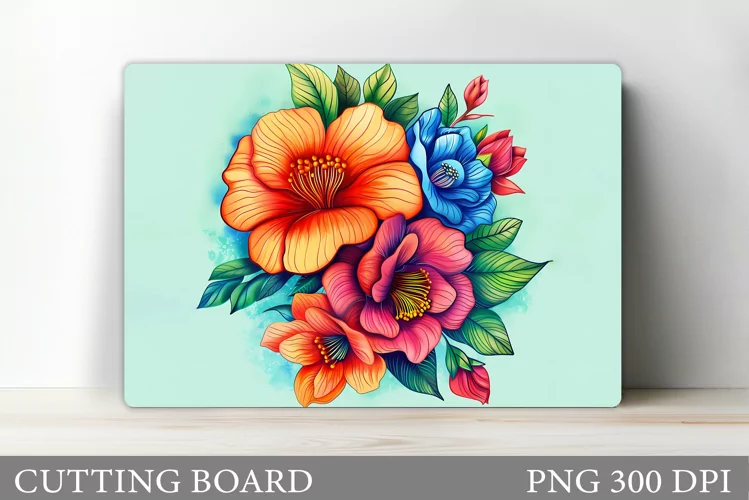 Flowers Cutting Board. Kitchen Cutting Board Sublimation