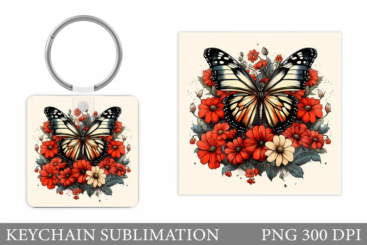 Butterfly Keychain Design. Butterfly Keychain Sublimation