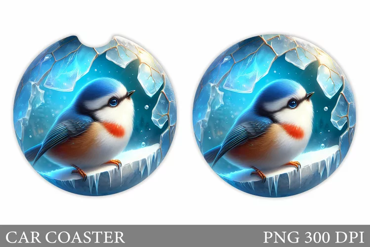 Christmas Bird Car Coaster. Christmas Car Coaster Design